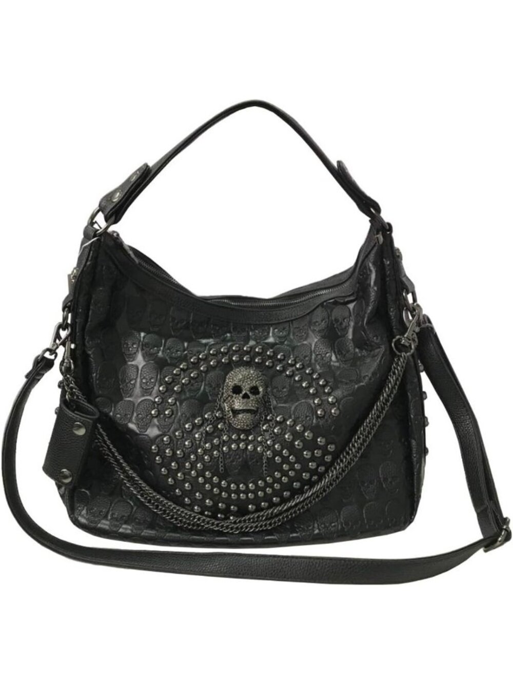 Gothic Skull Chain Handbag - Large Capacity Studded Shoulder Tote Bag